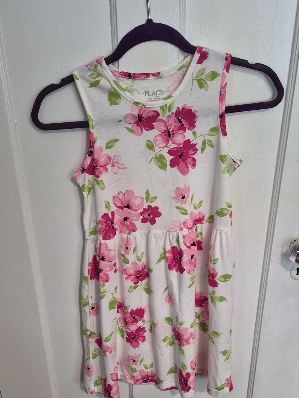 The Children's Place White Dress with Pink Floral Print